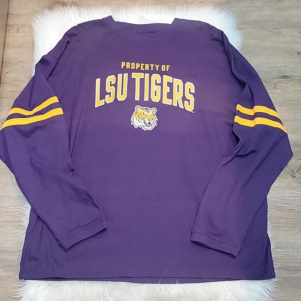 LSU Tigers Long Sleeve Jersey Style T Shirt - Picture 1 of 9